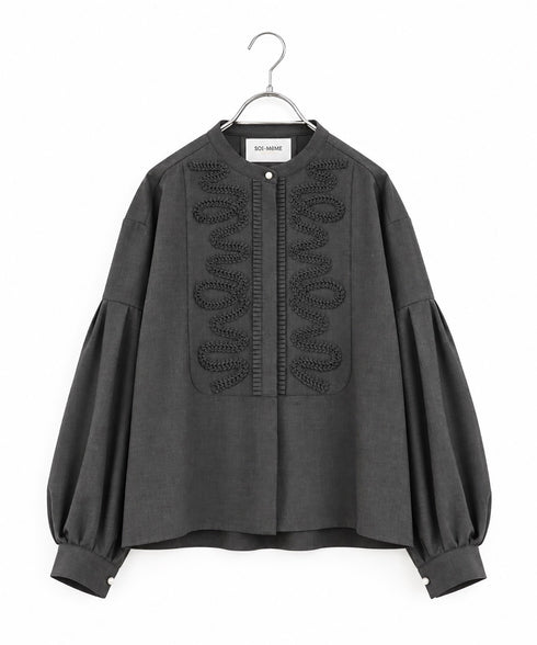 10/16発売予定【SOI-MeME】diamond tuck embroidery modern blouse