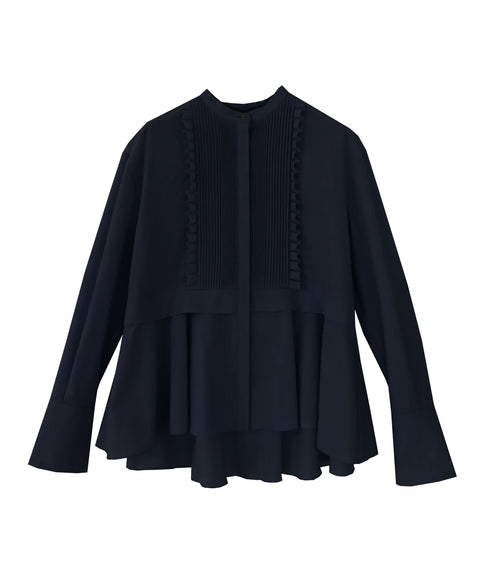 tuck frill flare shirt