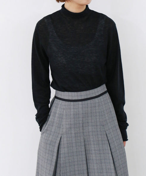 16g sheer wool high neck knit