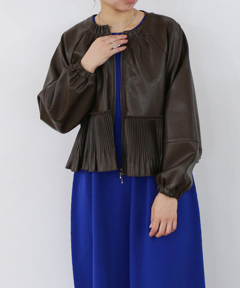 eco leather pleats jacket