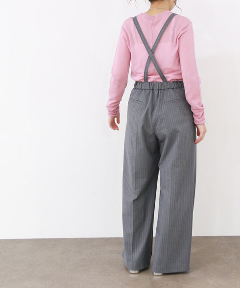 warm pinstripe suspender pants