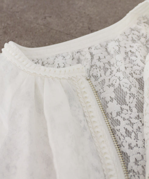 reversible sheer lace blouson