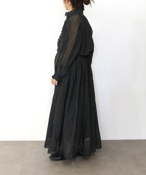 sheer velour volume sleeve blouse