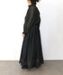 sheer velour volume sleeve blouse