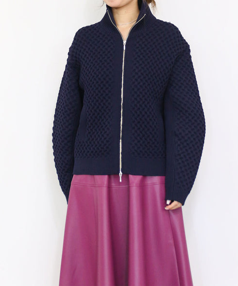 polyester honeycomb knit blouson