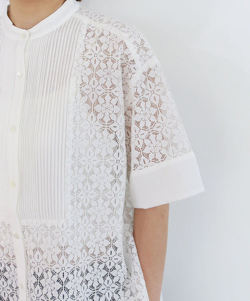code leaver lace pintuck blouse