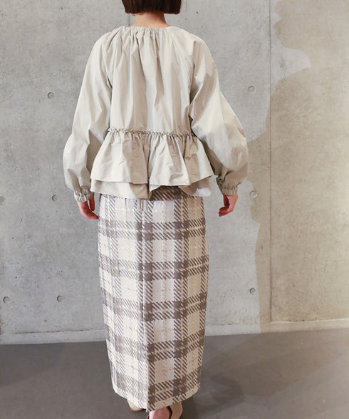 【SOI-MeME】check lame jacquard skirt