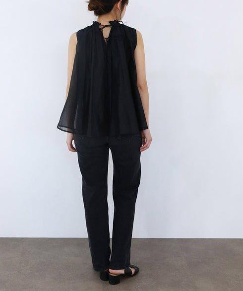 sheer starched cotton gather blouse