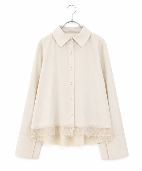 <9/4発売>pearl hem lace flare shirt
