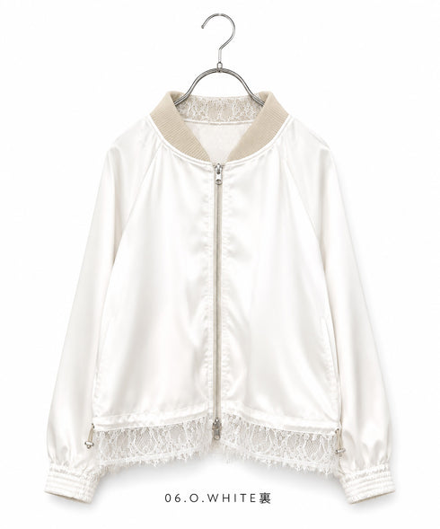 【SOI-MeME】eyelash lace satin reversible blouson