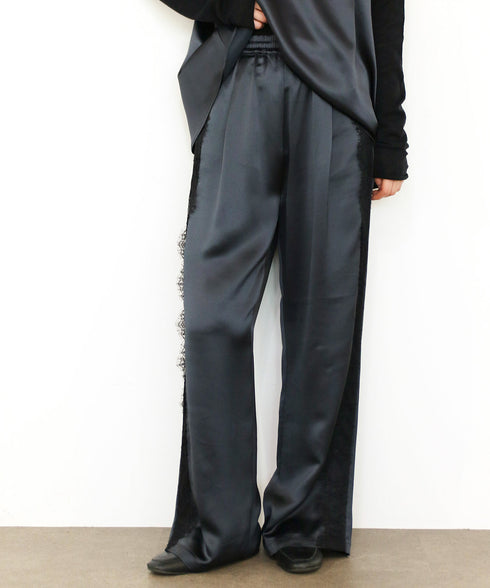 【SOI-MeME】eyelash lace satin drawstring pants