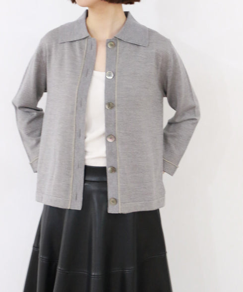 lame wool polo cardigan