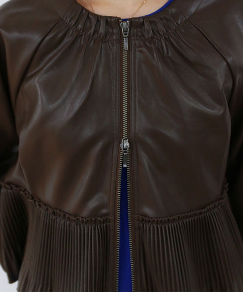 eco leather pleats jacket