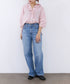 picot raffle collar tuck blouse