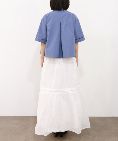 sheer starched cotton lace tiered skirt