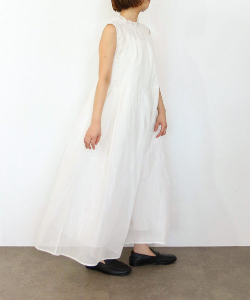 sheer starched cotton 2way gather dress