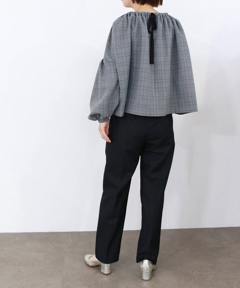 glen check 2way blouse