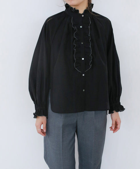 Sheer jabot lace blouse