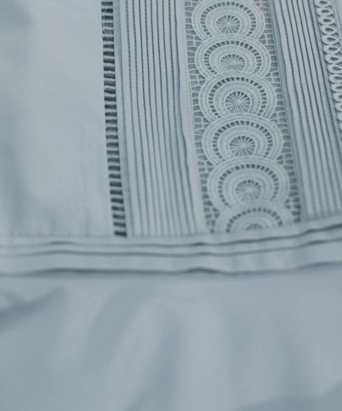 pin tuck lace flare blouse