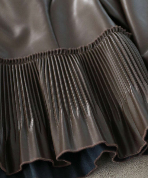eco leather pleats jacket