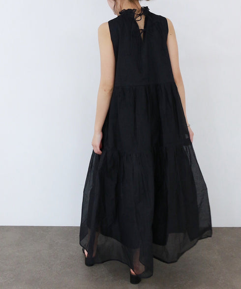 【再入荷】sheer starched cotton gather dress
