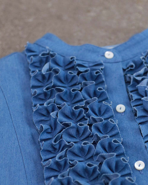 modern tuck frill flare blouse