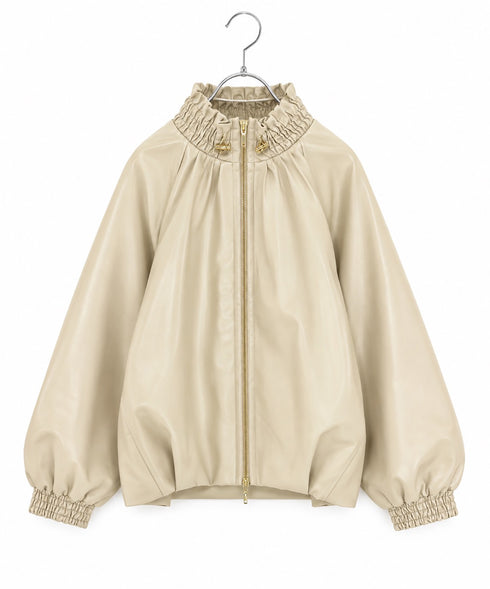 soft eco-leather padded midi blouson