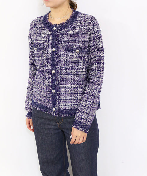 boucle tweed knit jacket