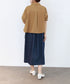seersucker check pleats half sleeve blouson