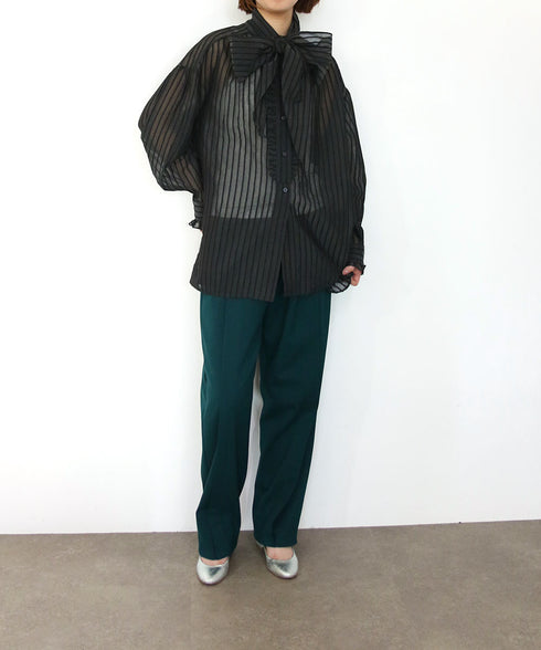 sheer velour 2way tie shirt