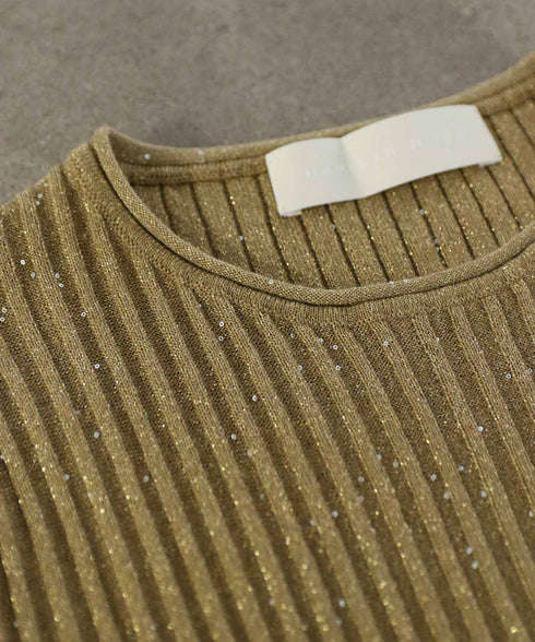 【10/23発売予定】lame spangle rib knit top