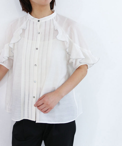sheer raffle pintuck blouse