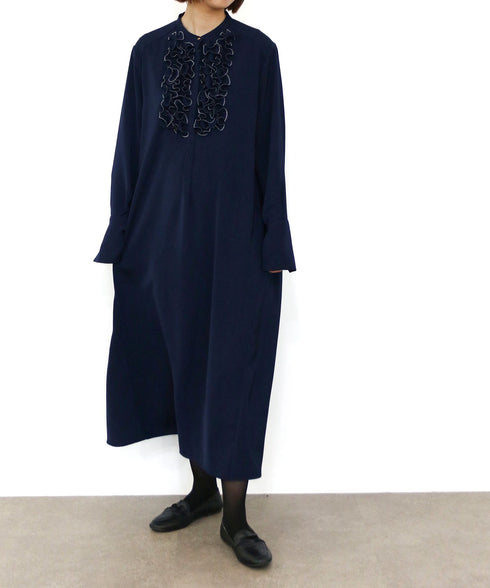<8/28発売>【SOI-MeME】crystal pleats satin shirt dress