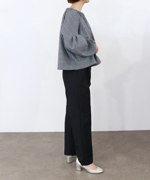 glen check 2way blouse