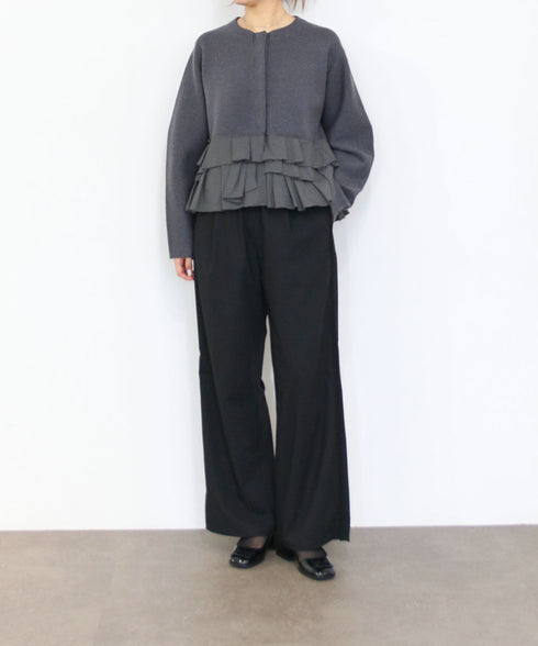 【10/23発売予定】layered taffeta knit jacket