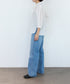 picot raffle collar tuck blouse