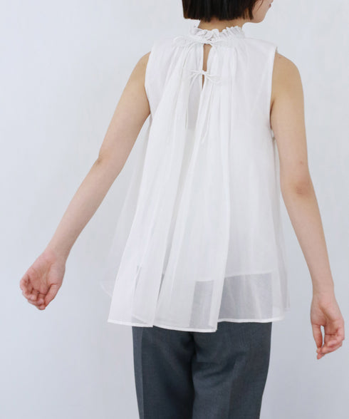 sheer starched cotton gather blouse