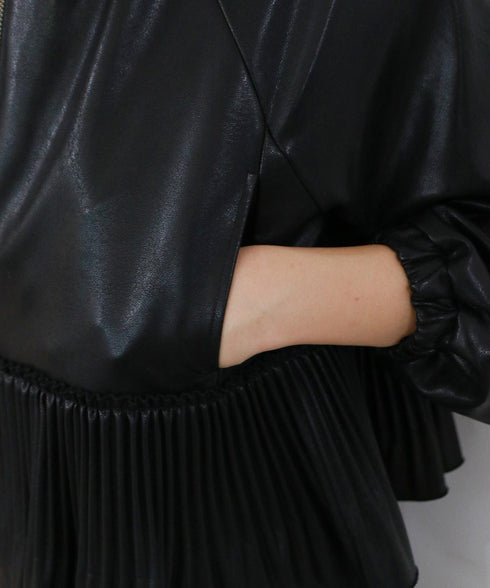 eco leather pleats jacket