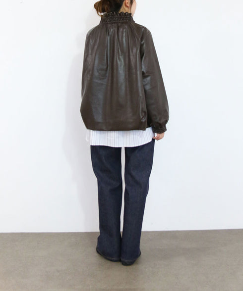 soft eco-leather padded midi blouson