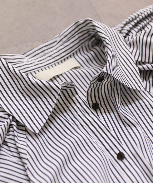 modern strip volume sleeve dress