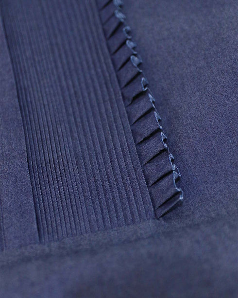 tuck frill cocoon denim one-piece