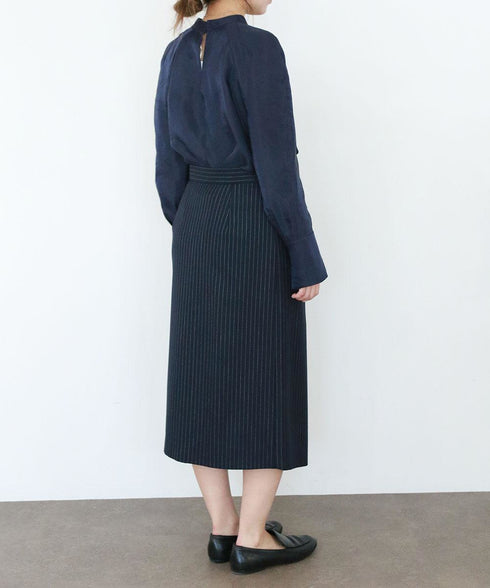 warm pinstripe wrap skirt
