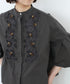 【SOI-MeME】code embroidery pearl blouse