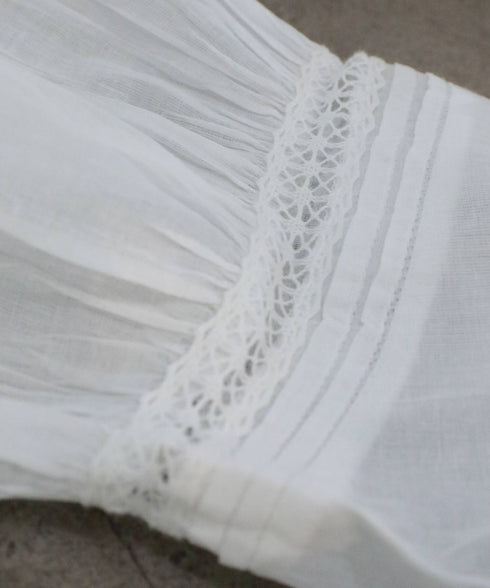 sheer starched cotton lace frilled blouse