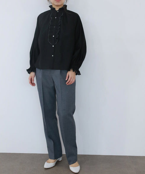 Sheer jabot lace blouse