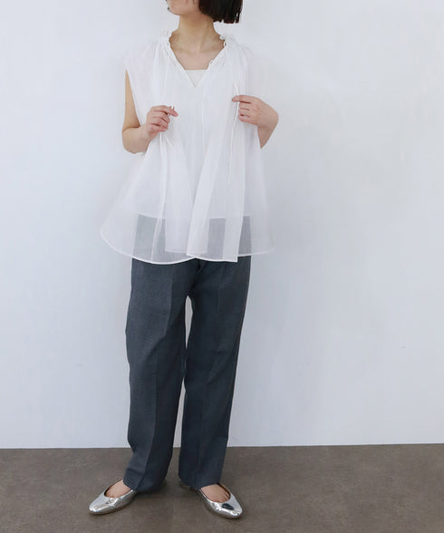 sheer starched cotton gather blouse