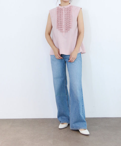 modern tuck frill flare blouse