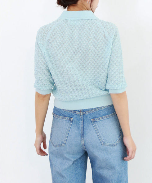diamond openwork polo knit