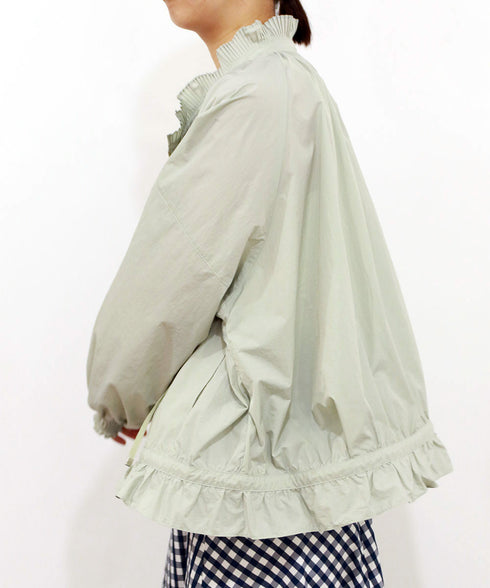 pleats sheer dolman blouson