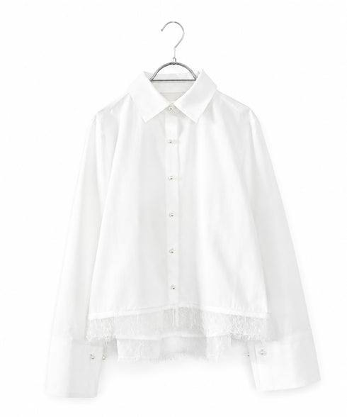 <9/4発売>pearl hem lace flare shirt
